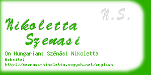 nikoletta szenasi business card