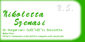 nikoletta szenasi business card